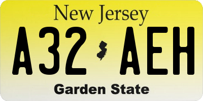 NJ license plate A32AEH