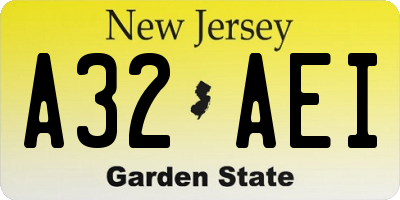 NJ license plate A32AEI