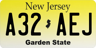 NJ license plate A32AEJ