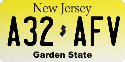 NJ license plate A32AFV