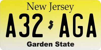 NJ license plate A32AGA