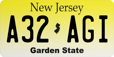 NJ license plate A32AGI