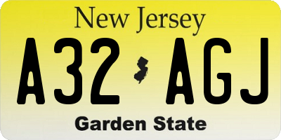 NJ license plate A32AGJ