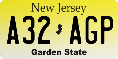 NJ license plate A32AGP