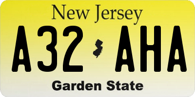 NJ license plate A32AHA