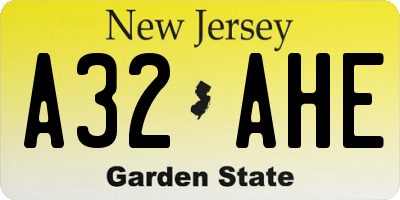 NJ license plate A32AHE