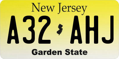 NJ license plate A32AHJ