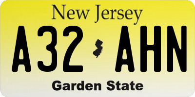 NJ license plate A32AHN