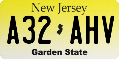 NJ license plate A32AHV