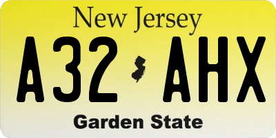 NJ license plate A32AHX