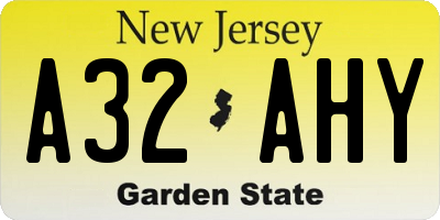 NJ license plate A32AHY