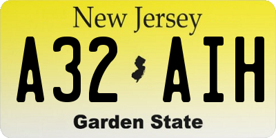 NJ license plate A32AIH