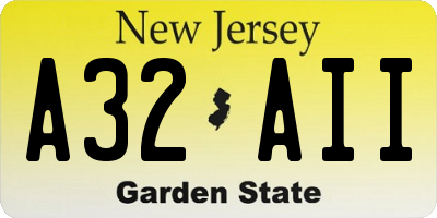 NJ license plate A32AII
