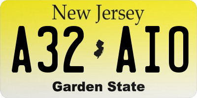 NJ license plate A32AIO