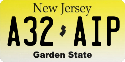 NJ license plate A32AIP