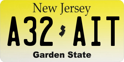 NJ license plate A32AIT