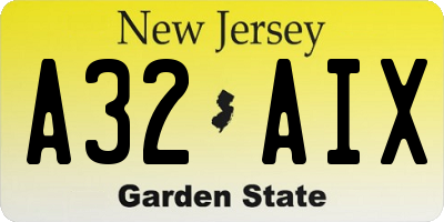 NJ license plate A32AIX
