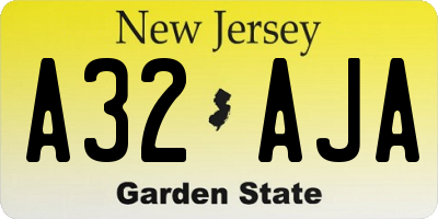 NJ license plate A32AJA