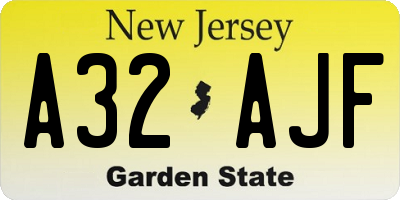NJ license plate A32AJF