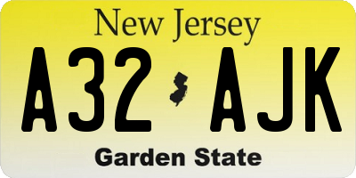 NJ license plate A32AJK