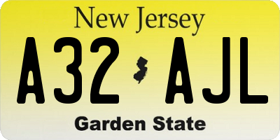 NJ license plate A32AJL