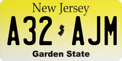 NJ license plate A32AJM
