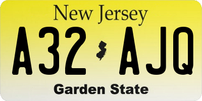 NJ license plate A32AJQ