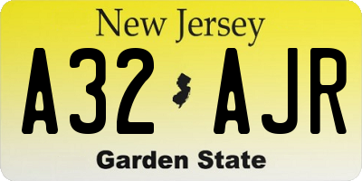 NJ license plate A32AJR