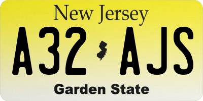 NJ license plate A32AJS