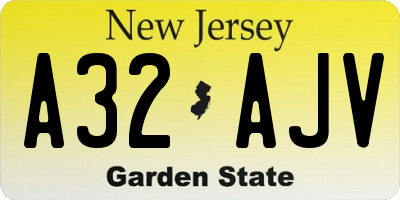 NJ license plate A32AJV