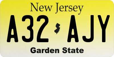 NJ license plate A32AJY
