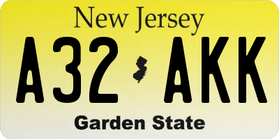 NJ license plate A32AKK