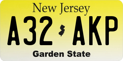 NJ license plate A32AKP