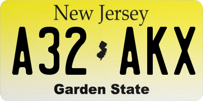 NJ license plate A32AKX