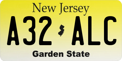 NJ license plate A32ALC