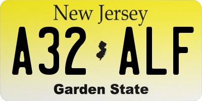 NJ license plate A32ALF
