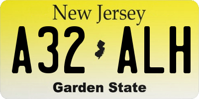 NJ license plate A32ALH