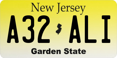 NJ license plate A32ALI