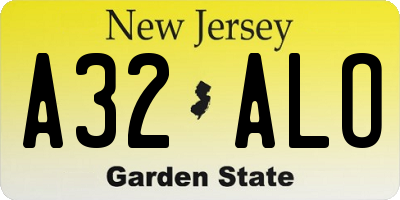 NJ license plate A32ALO