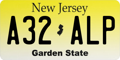NJ license plate A32ALP