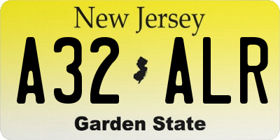 NJ license plate A32ALR