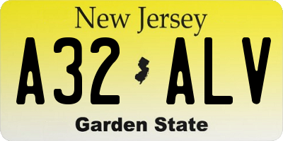 NJ license plate A32ALV