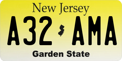 NJ license plate A32AMA