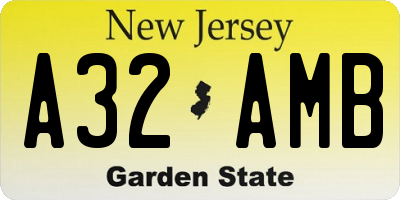 NJ license plate A32AMB