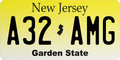 NJ license plate A32AMG