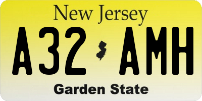 NJ license plate A32AMH