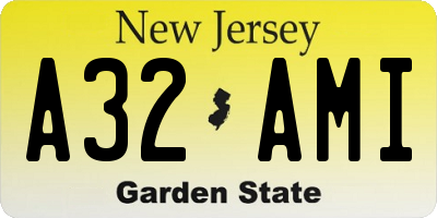 NJ license plate A32AMI