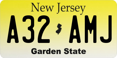 NJ license plate A32AMJ