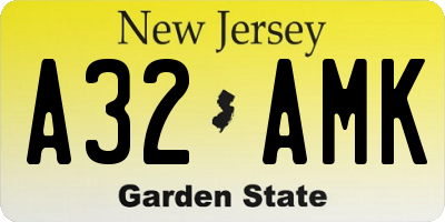 NJ license plate A32AMK