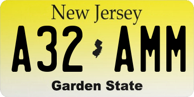 NJ license plate A32AMM